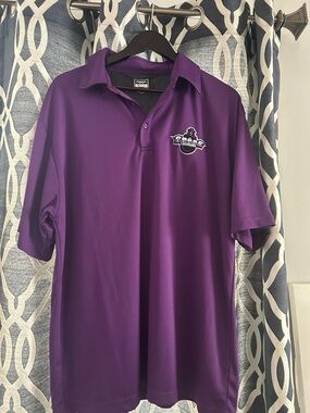 Men's Purple Short-Sleeve Polo with Chest Embroidery